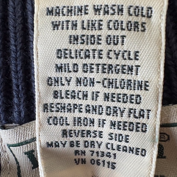 L L Bean Men XXL Navy Blue Ribbed Zip Up Front Cardigan Cotton Fisherman Sweater - Picture 6 of 9